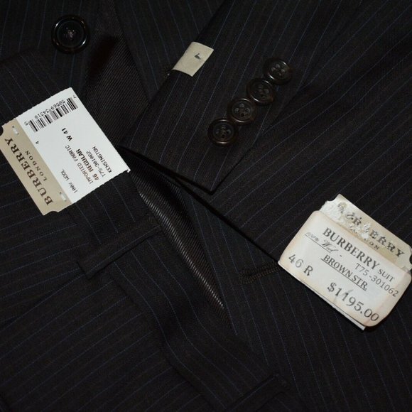 NWT 46R Burberry London Charcoal Brown W/Blue SUIT - Picture 4 of 8
